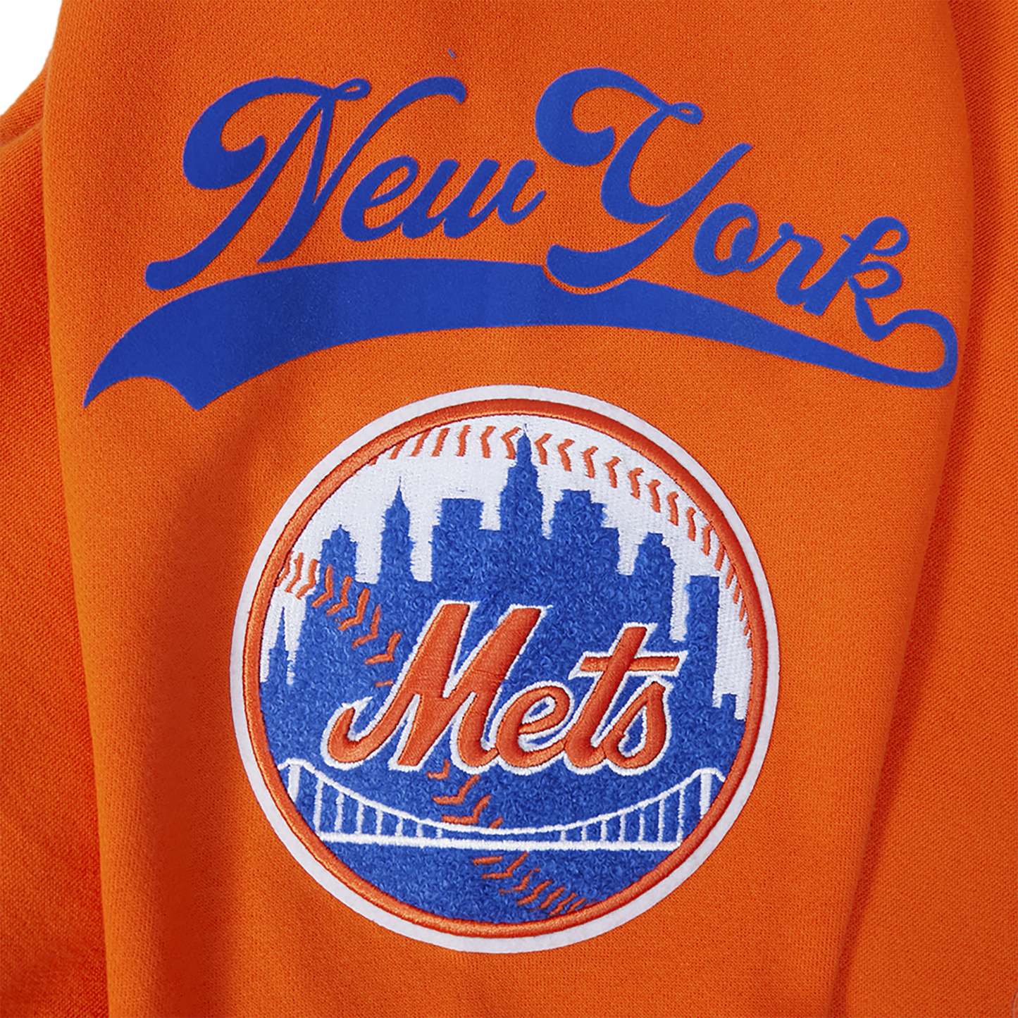 Pro Standard Mets Living Large Drop Shoulder PO Hoodie - Men's - Orange/Blue