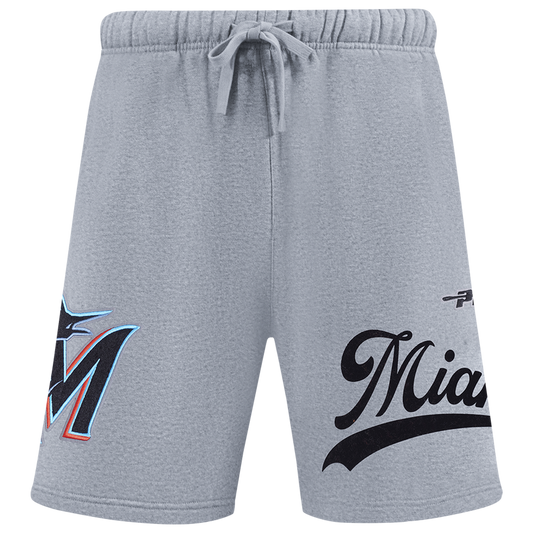 Pro Standard Marlins Living Large Fleece Shorts - Men's - Gray/Teal/Black