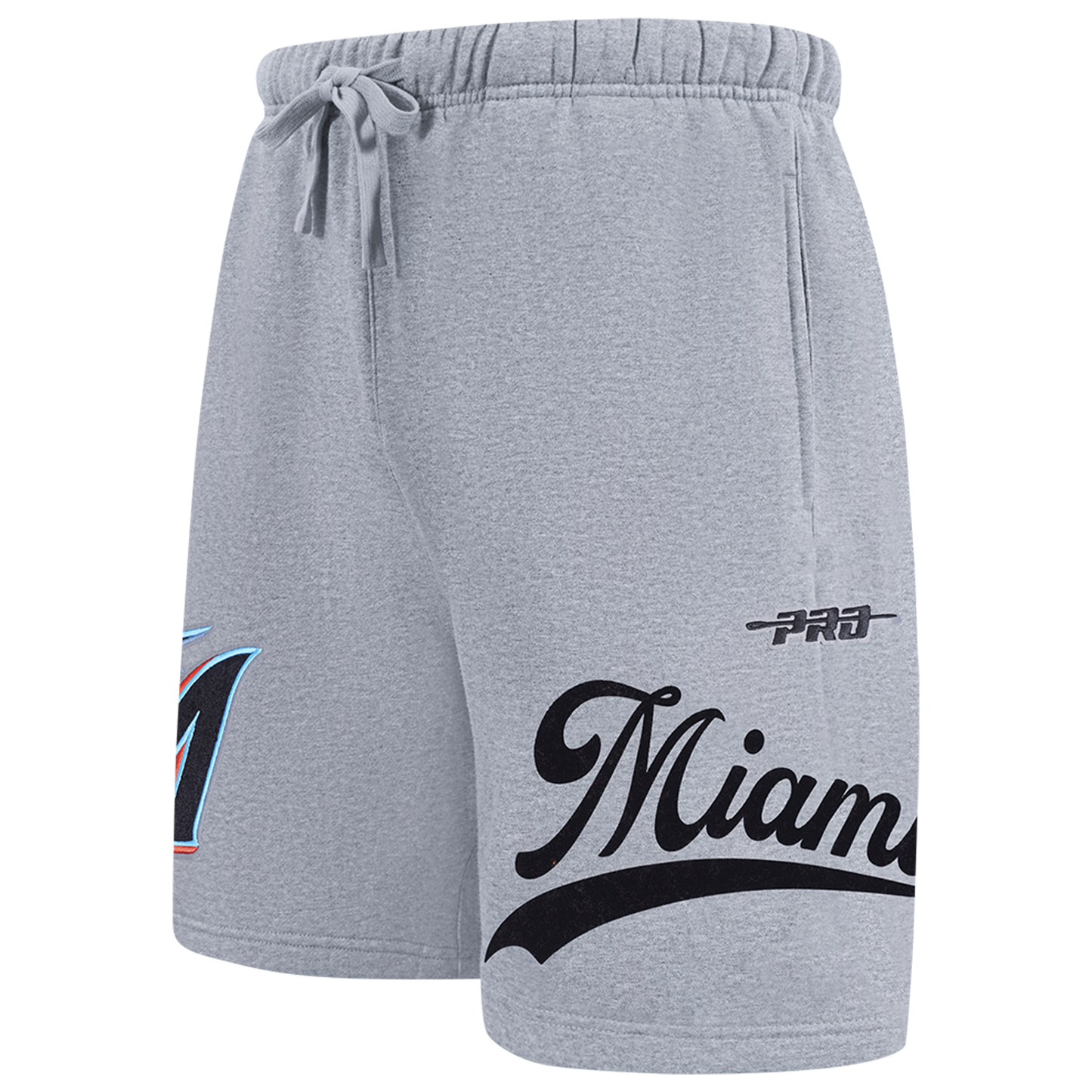 Pro Standard Marlins Living Large Fleece Shorts - Men's - Gray/Teal/Black