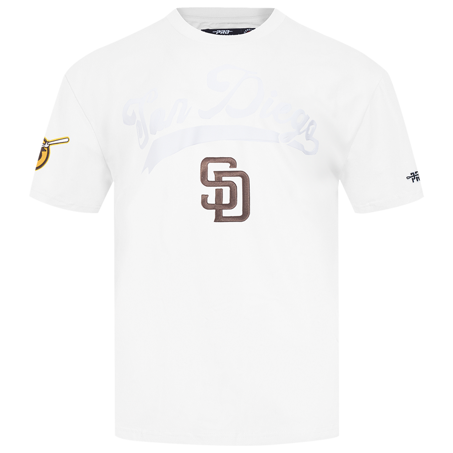Pro Standard Padres Living Large CJ Drop Shoulder T-Shirt - Men's - White/Yellow/Brown
