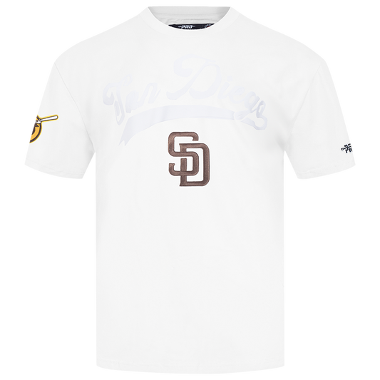 Pro Standard Padres Living Large CJ Drop Shoulder T-Shirt - Men's - White/Yellow/Brown