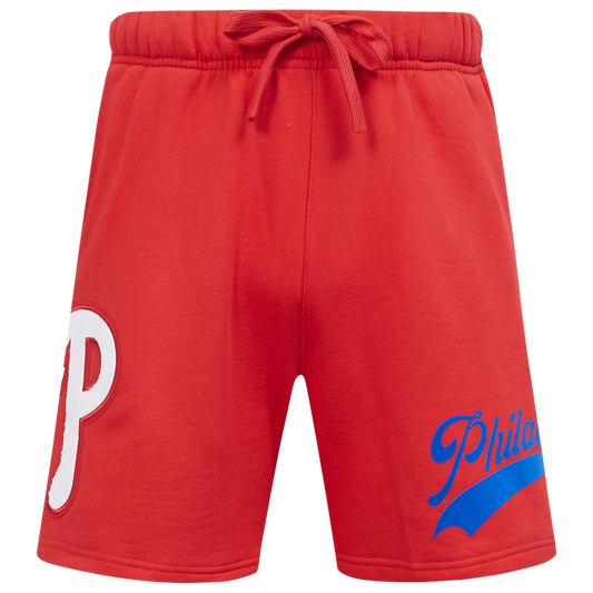 Pro Standard Phillies Living Large Fleece Shorts - Men's - Red/Blue/White