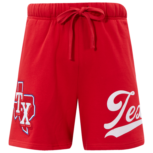 Pro Standard Rangers Living Large Fleece Shorts - Men's - Red/White