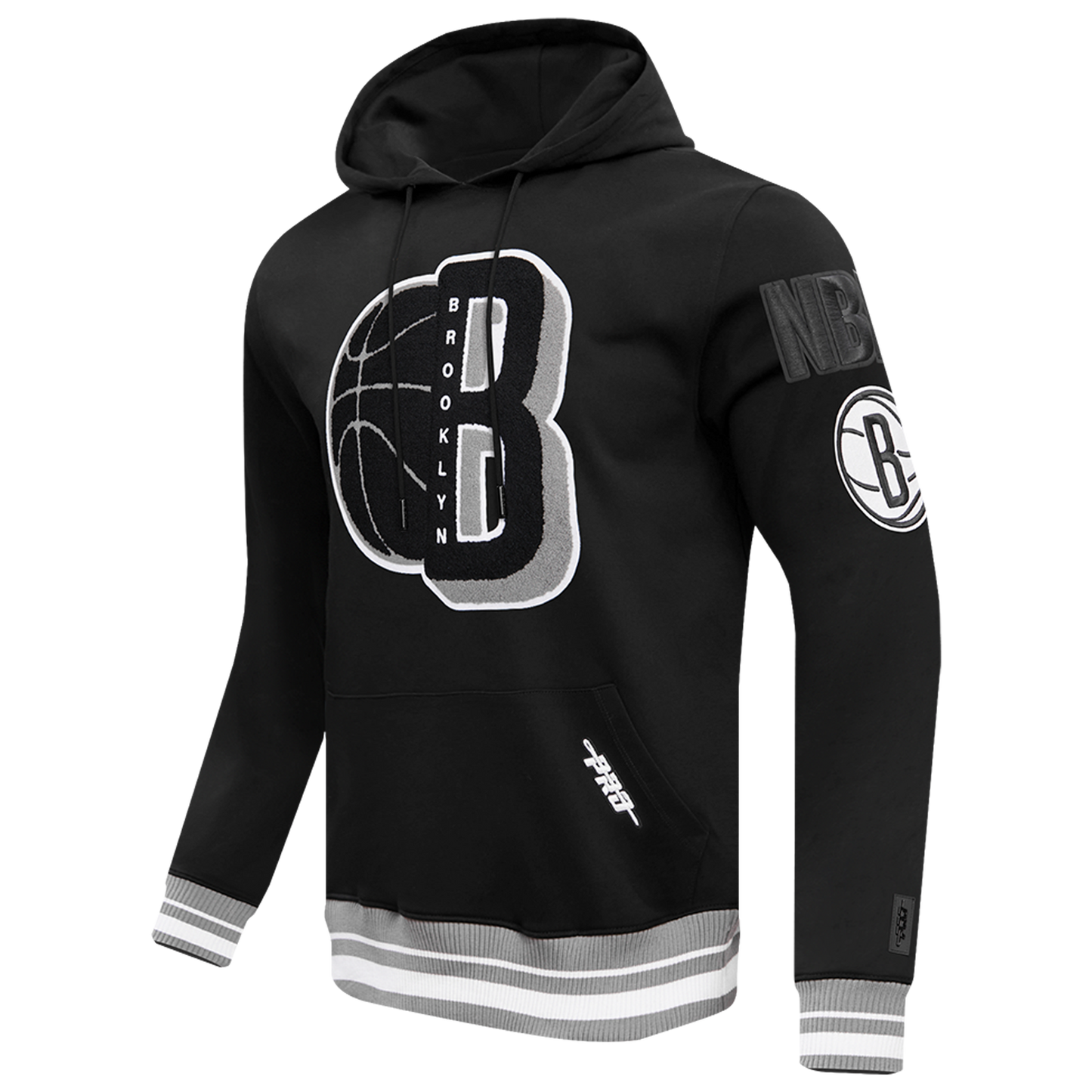 Pro Standard NETS MASH UP RIB FLC PO HOODIE - Men's - Black/Gray