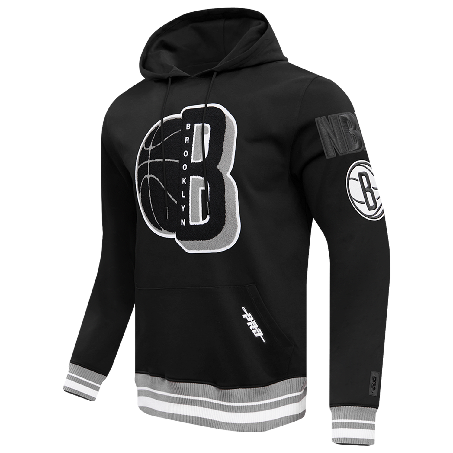 Pro Standard NETS MASH UP RIB FLC PO HOODIE - Men's - Black/Gray