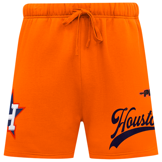 Pro Standard Astros Living Large Fleece Shorts - Men's - Orange/Black/White