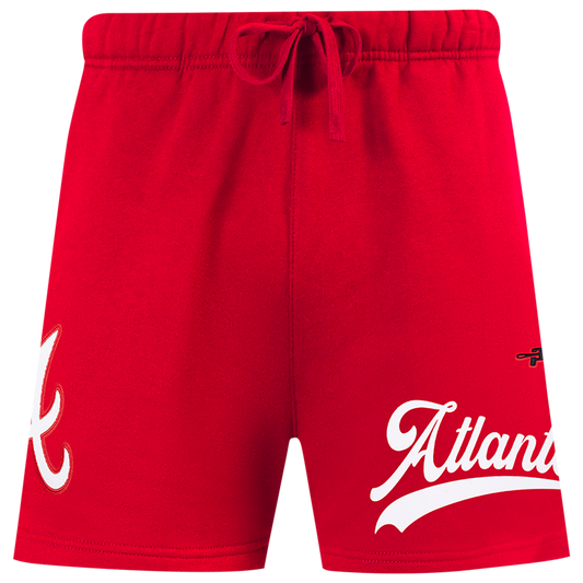 Pro Standard Braves Living Large Fleece Shorts - Men's - Red/White