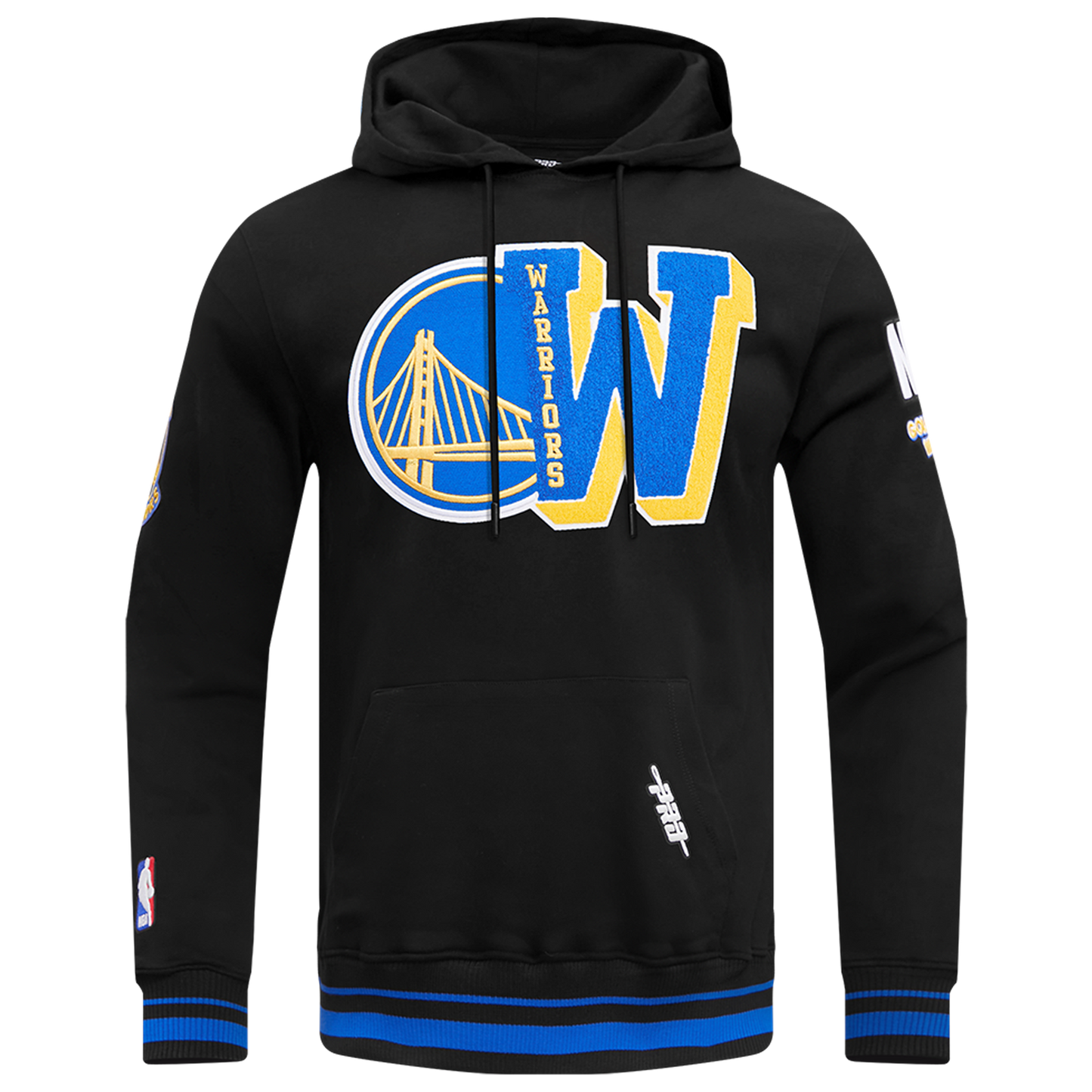 Pro Standard WARRIORS MASH UP RIB FLC PO HOODIE - Men's - Black/Royal Blue/Black