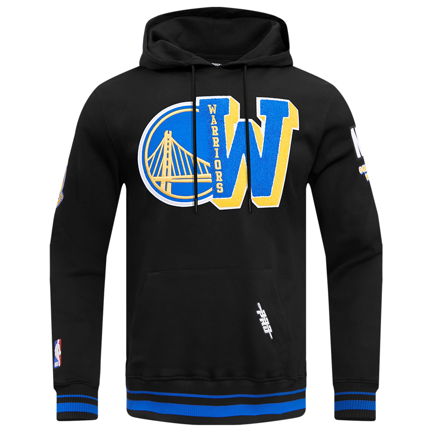 Pro Standard WARRIORS MASH UP RIB FLC PO HOODIE - Men's - Black/Royal Blue/Black