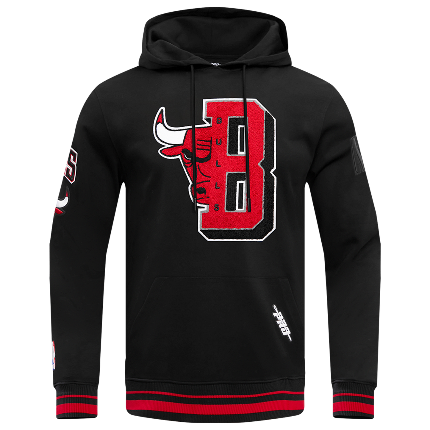 Pro Standard BULLS MASH UP RIB FLC PO HOODIE - Men's - Black/Red/Black