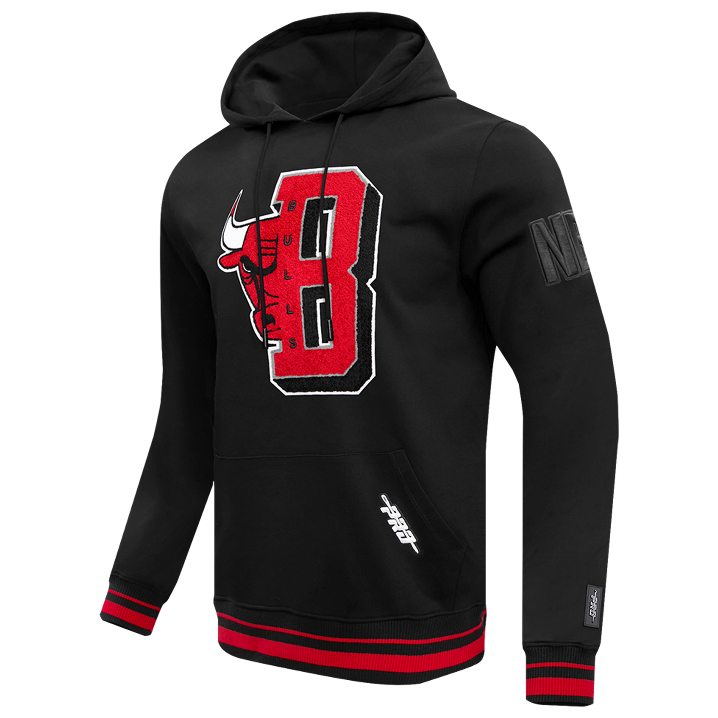 Pro Standard BULLS MASH UP RIB FLC PO HOODIE - Men's - Black/Red/Black
