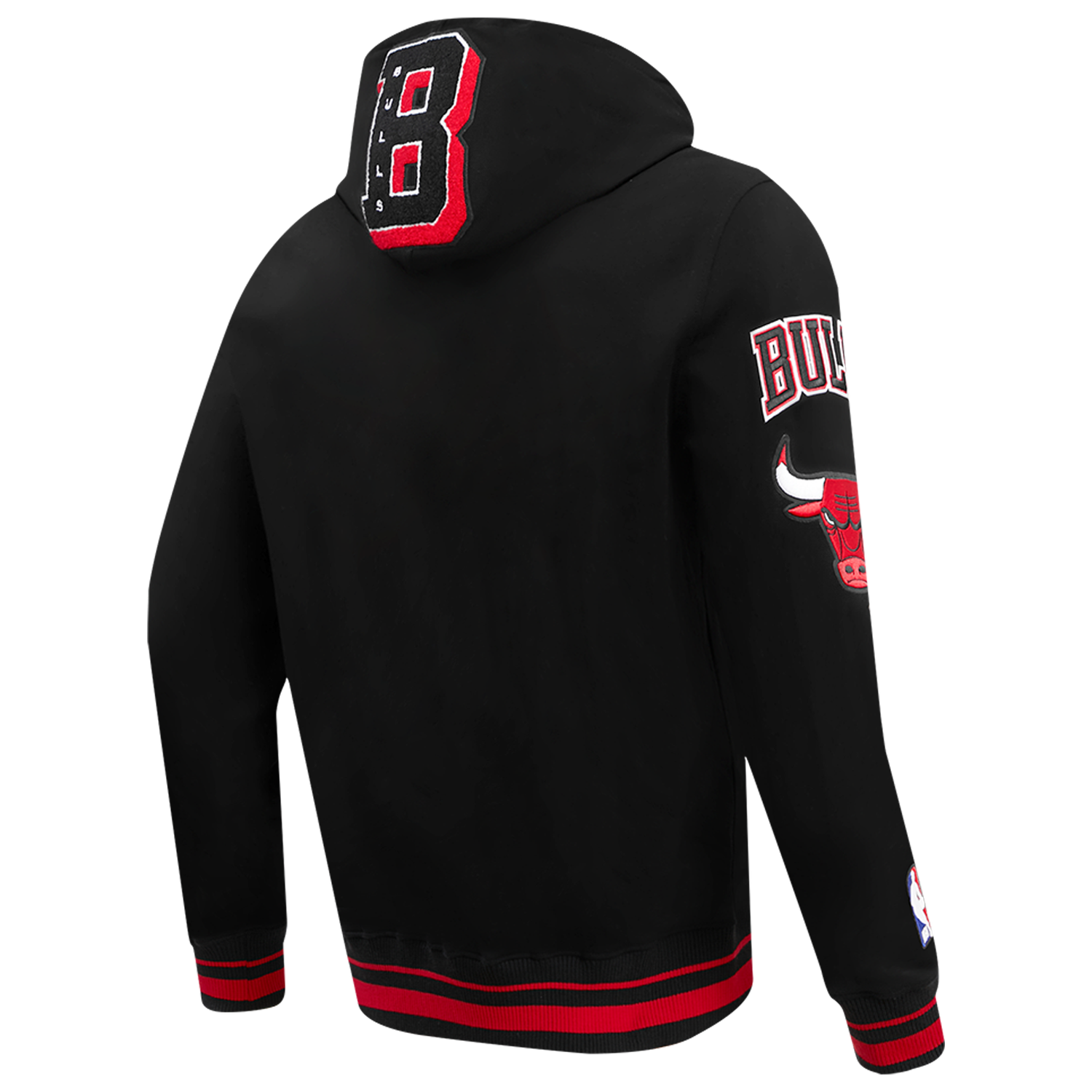 Pro Standard BULLS MASH UP RIB FLC PO HOODIE - Men's - Black/Red/Black