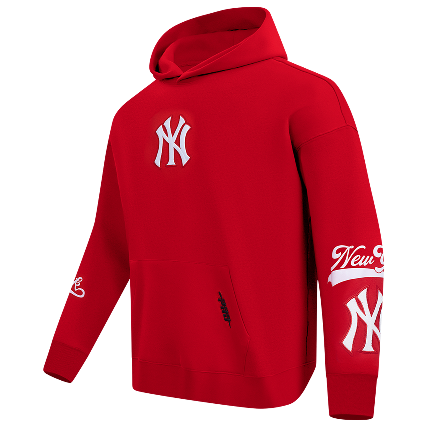 Pro Standard Yankees Living Large Drop Shoulder PO Hoodie - Men's - Red/White