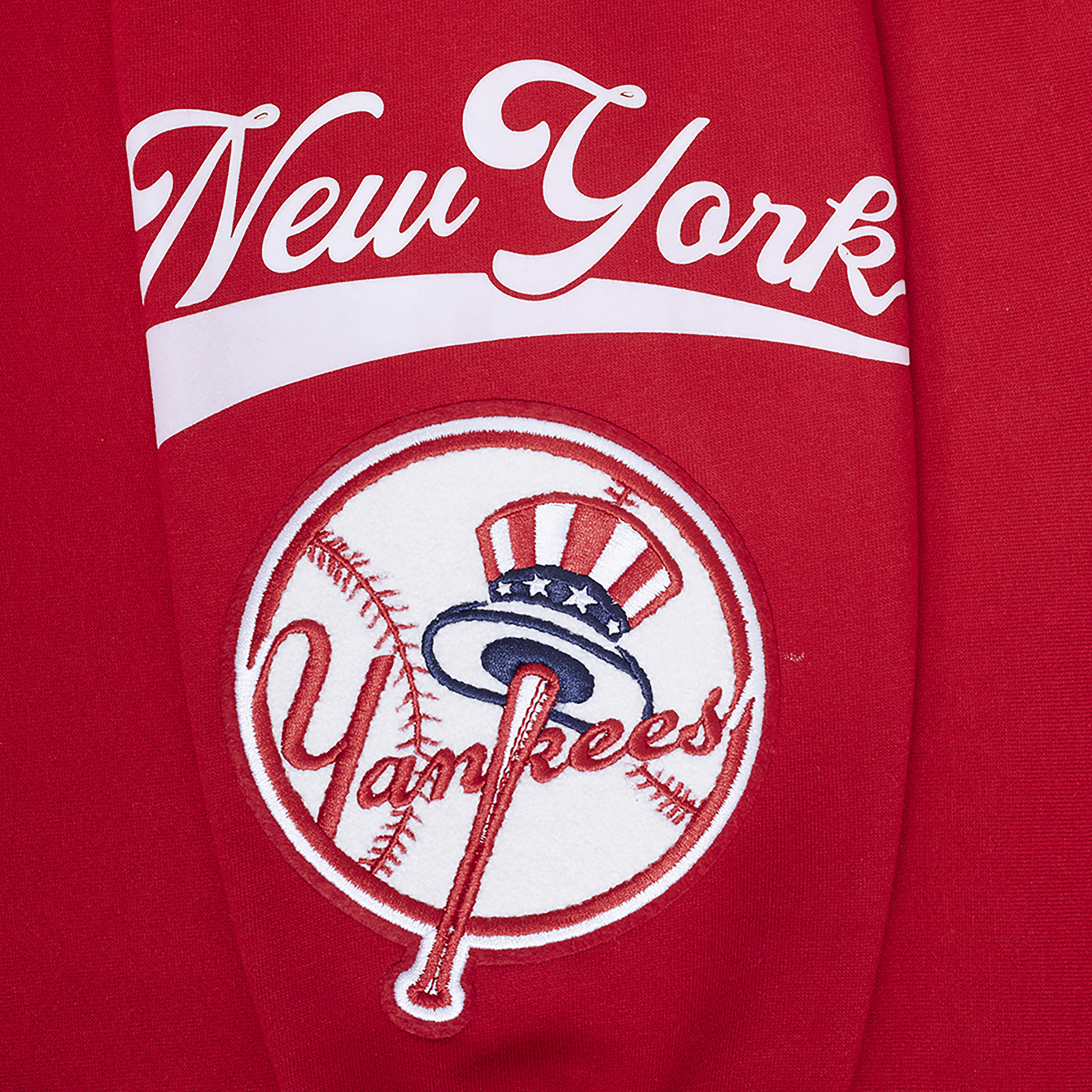 Pro Standard Yankees Living Large Drop Shoulder PO Hoodie - Men's - Red/White