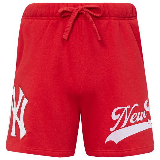 Pro Standard Yankees Living Large Fleece Shorts - Men's - Red/White