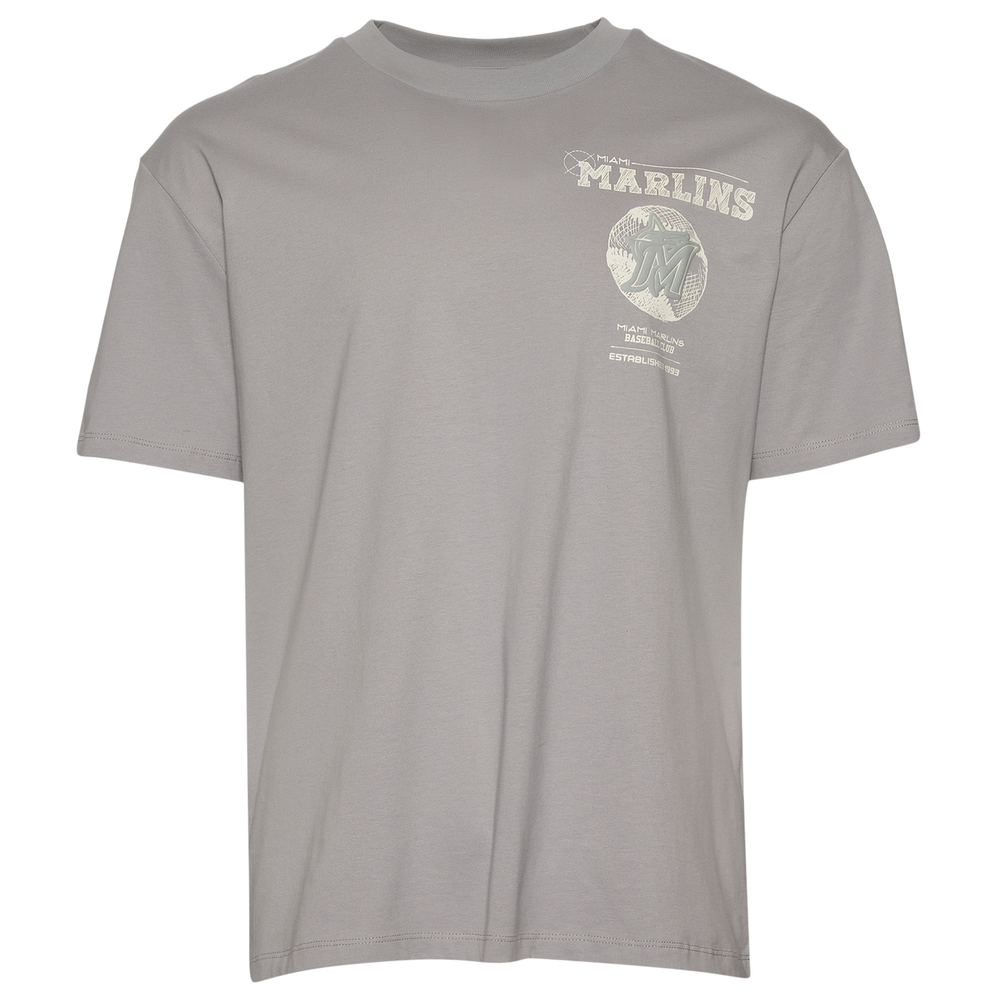 Pro Standard Marlins Blueprint Pro Drop Shoulder FC T-Shirt - Men's - Silver