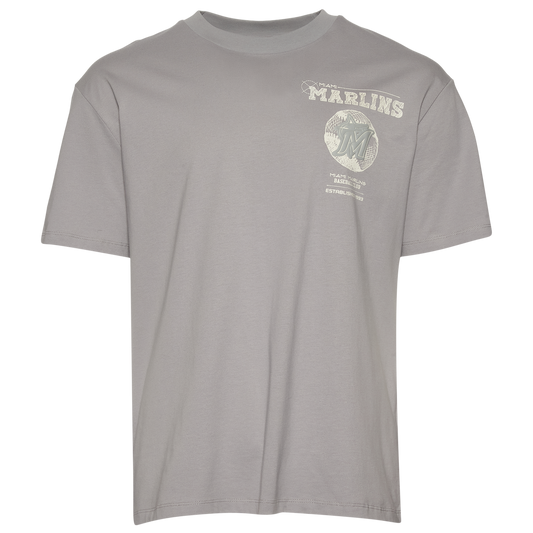 Pro Standard Marlins Blueprint Pro Drop Shoulder FC T-Shirt - Men's - Silver