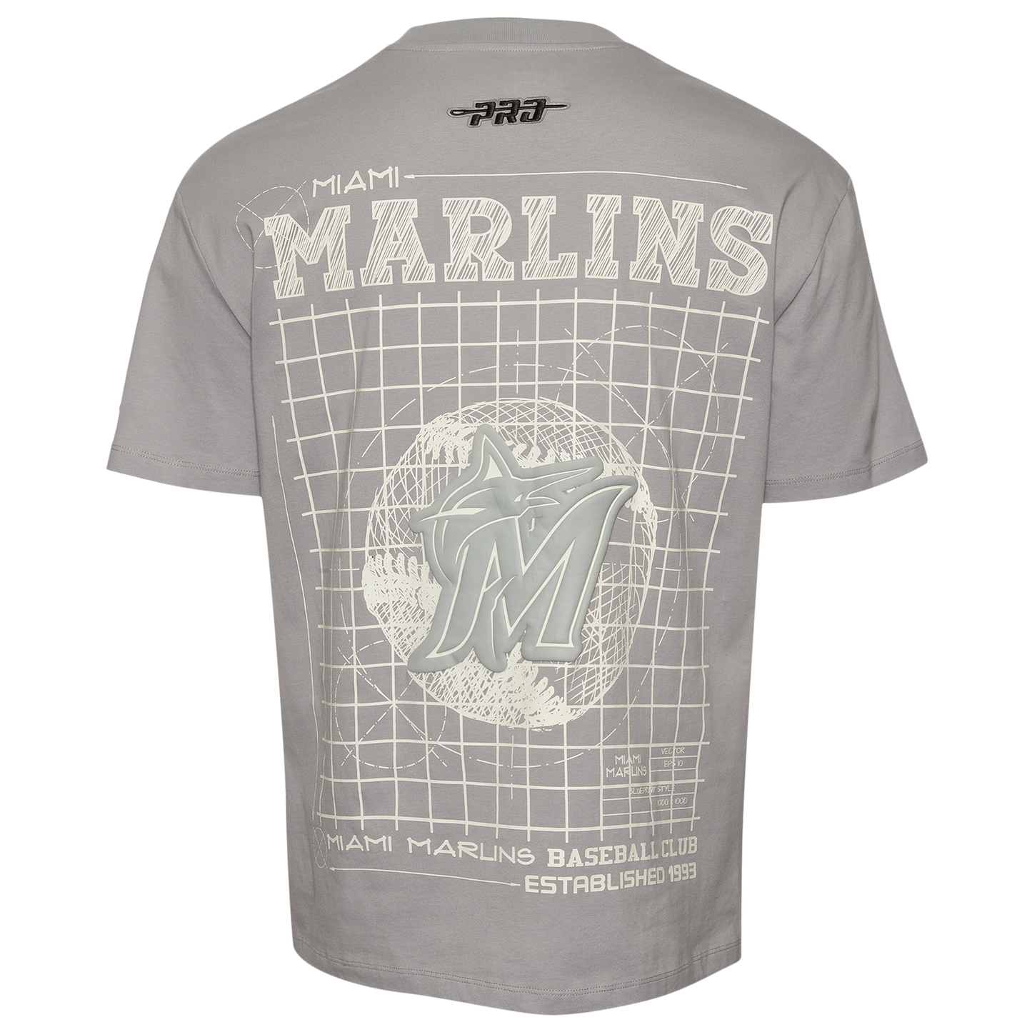 Pro Standard Marlins Blueprint Pro Drop Shoulder FC T-Shirt - Men's - Silver