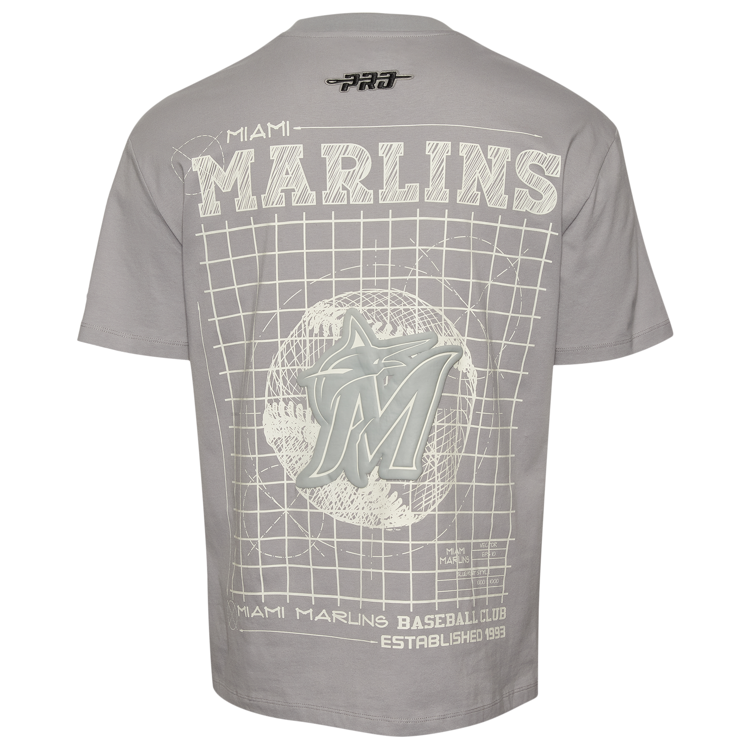 Pro Standard Marlins Blueprint Pro Drop Shoulder FC T-Shirt - Men's - Silver
