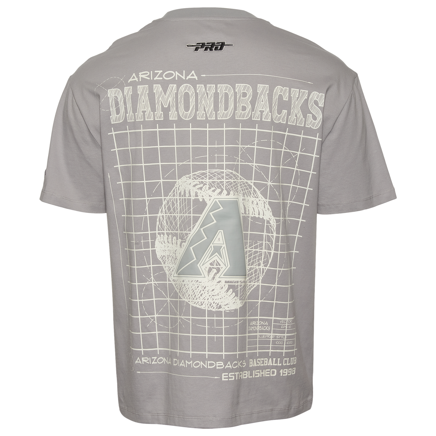 Pro Standard Diamondbacks Blueprint Pro Drop Shoulder T-Shirt - Men's - Silver