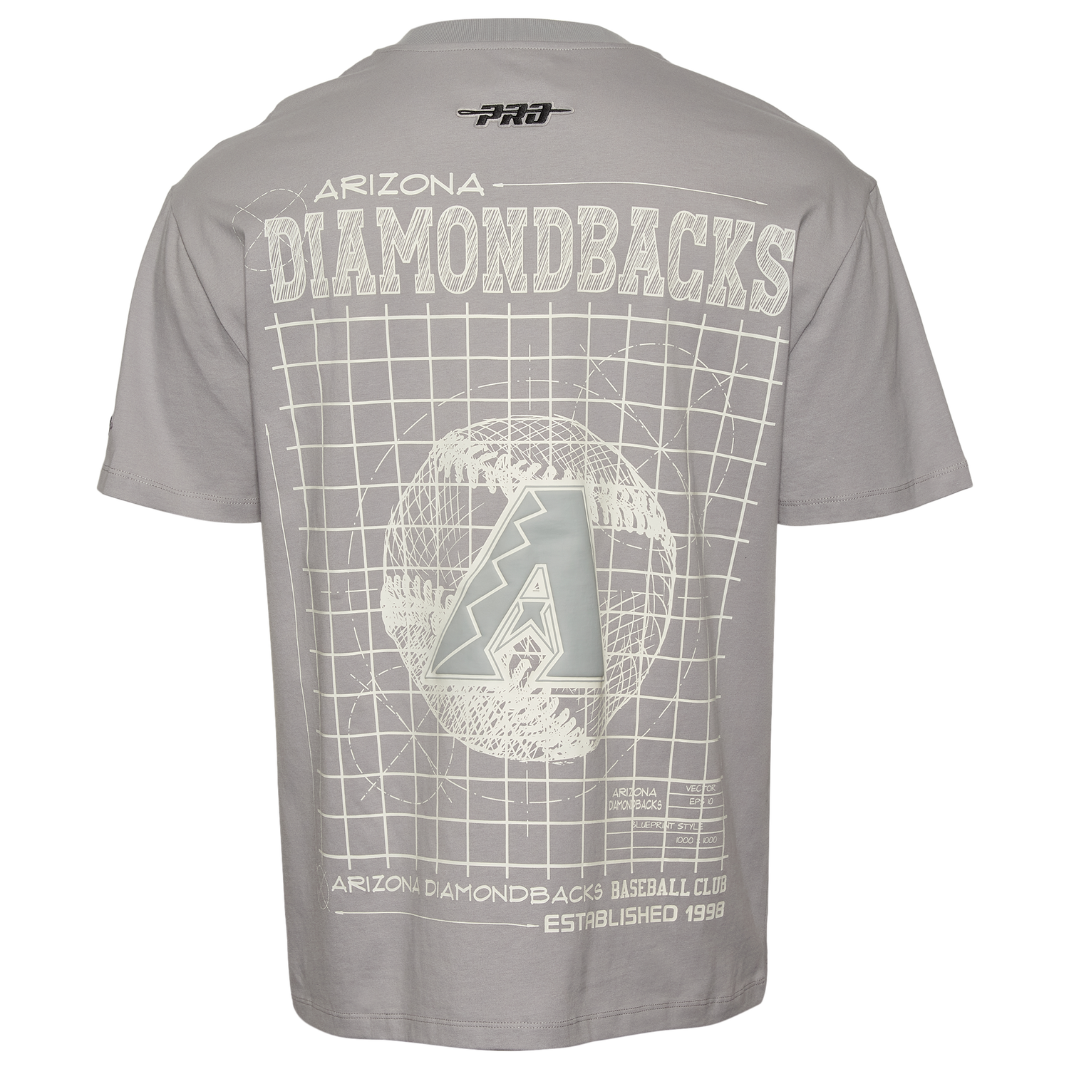 Pro Standard Diamondbacks Blueprint Pro Drop Shoulder T-Shirt - Men's - Silver