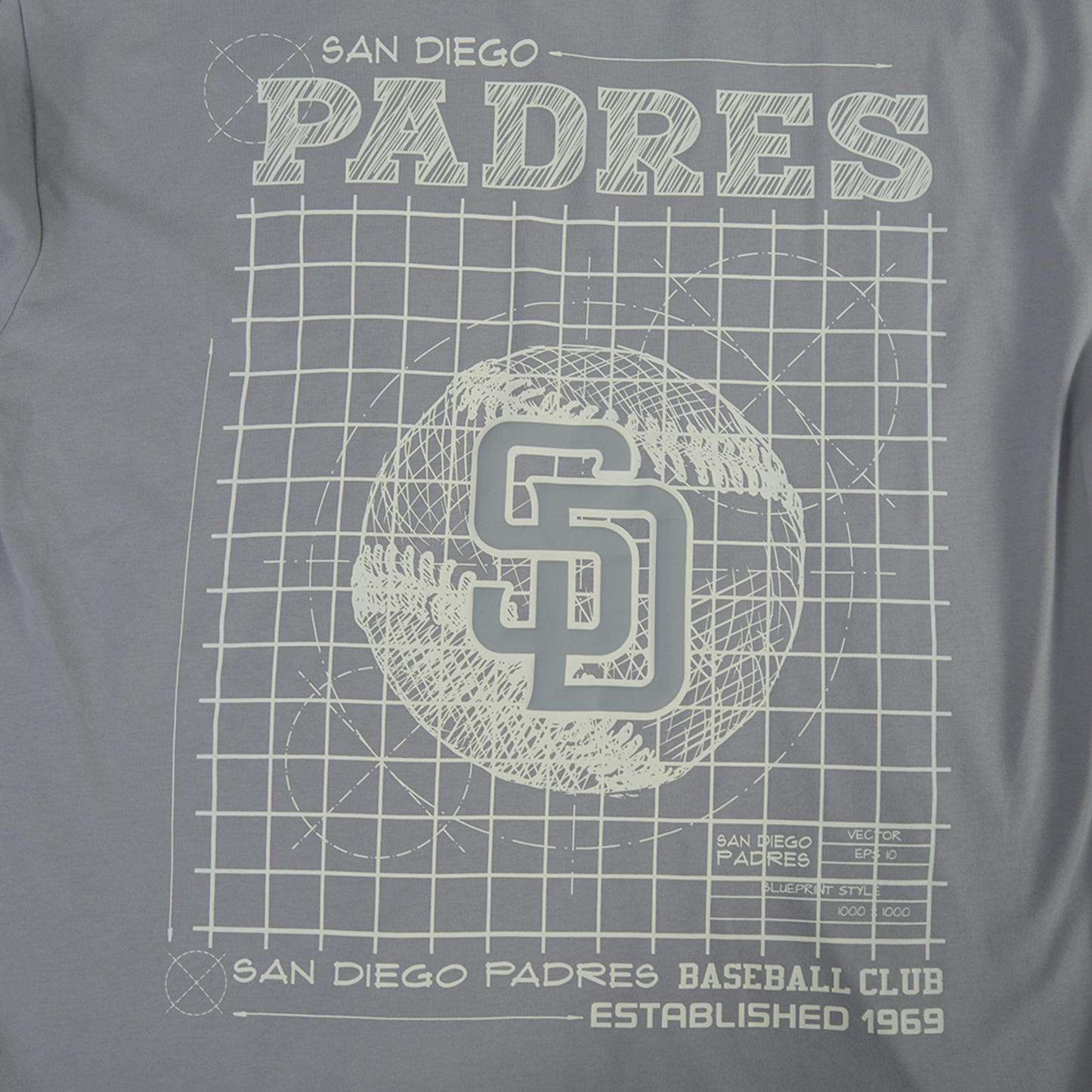 Pro Standard Padres Blueprint Pro Drop Shoulder FC T-Shirt - Men's - Silver