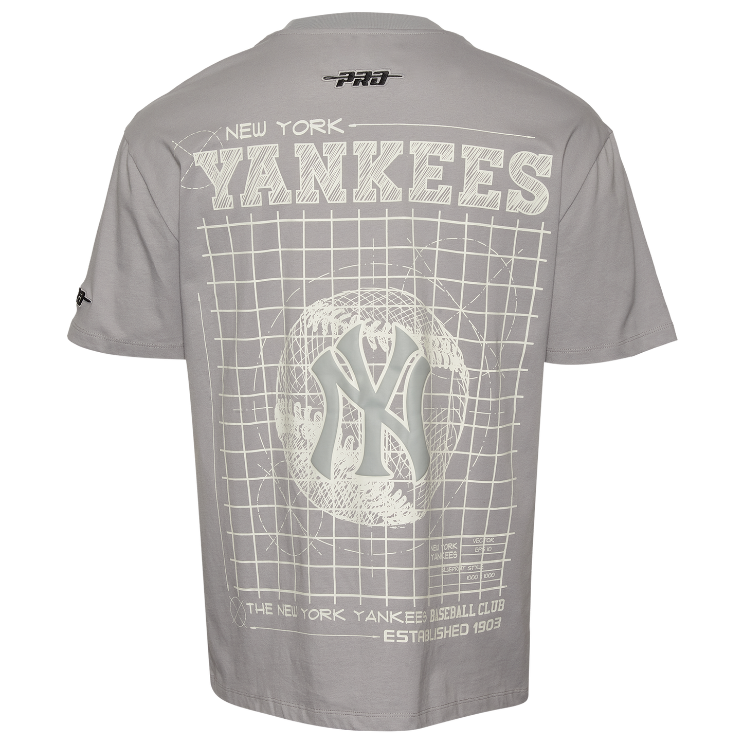 Pro Standard Yankees Blueprint Pro Drop Shoulder FC T-Shirt - Men's - Silver