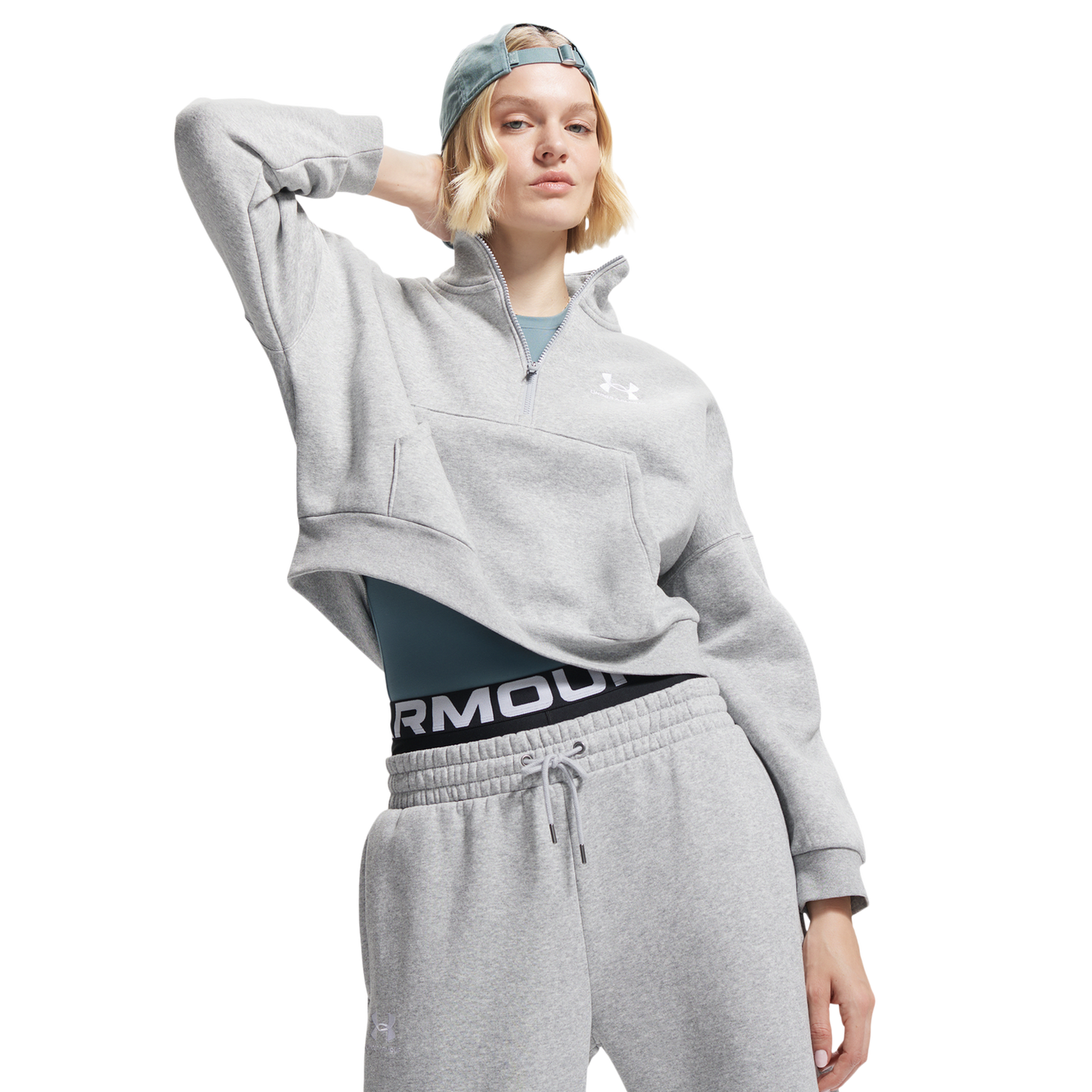 Under Armour Icon Fleece Oversized Half-Zip - Women's - Mod Gray/White