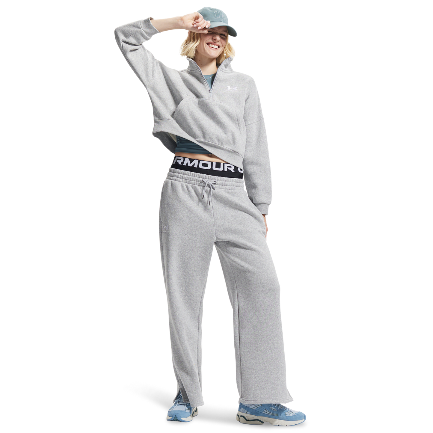 Under Armour Icon Fleece Oversized Half-Zip - Women's - Mod Gray/White
