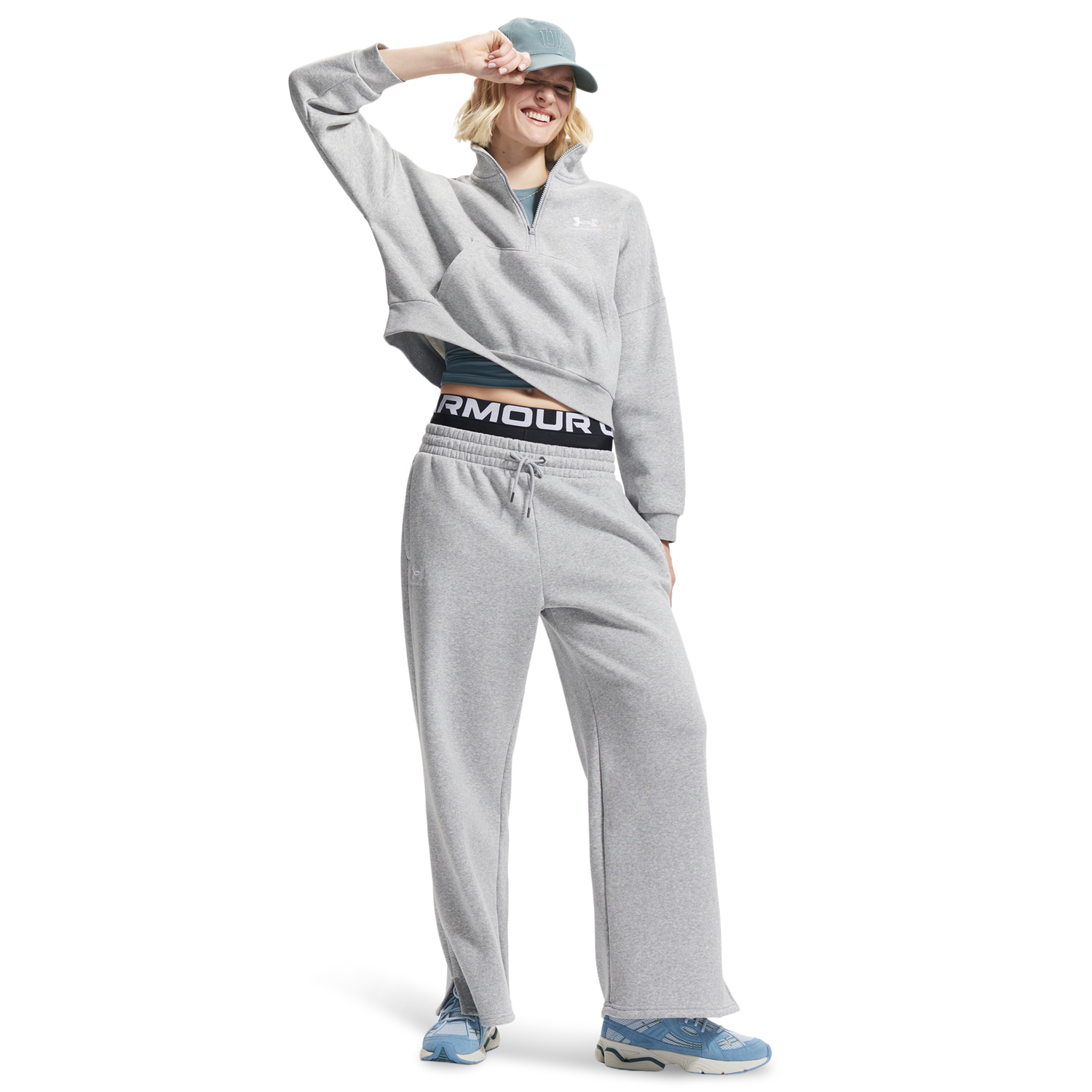 Under Armour Icon Fleece Oversized Half-Zip - Women's - Mod Gray/White