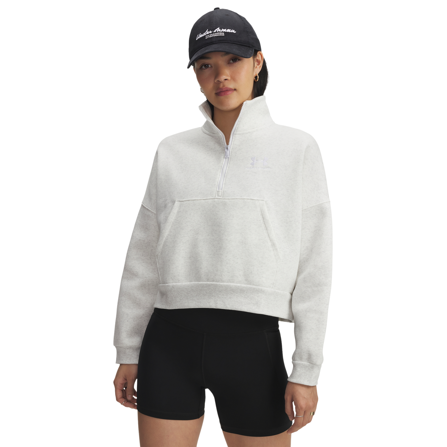 Under Armour Icon Fleece Oversized Half-Zip - Women's - Distant Gray/White