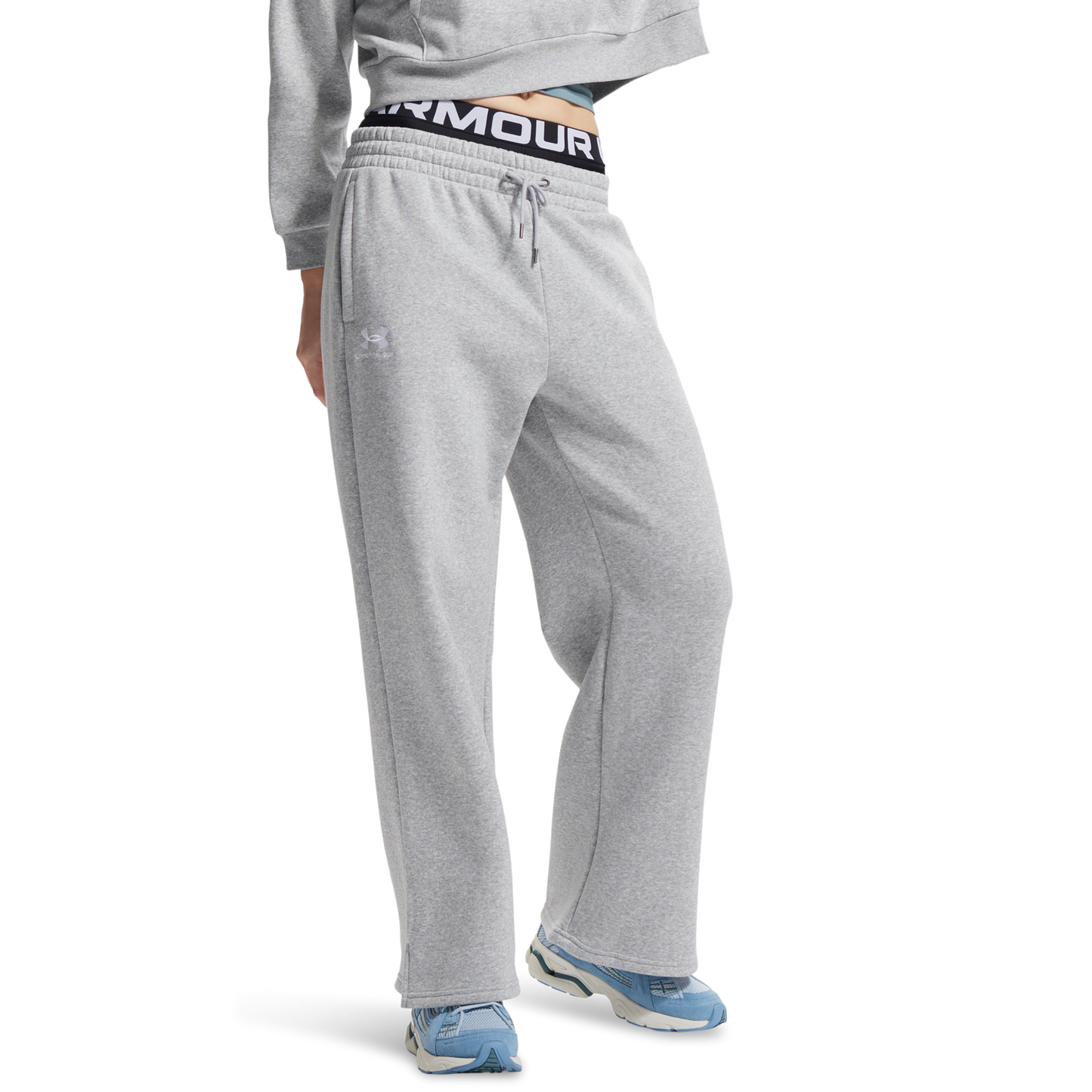 Under Armour Icon Fleece Wide Leg Pants - Women's - White/Mod Gray