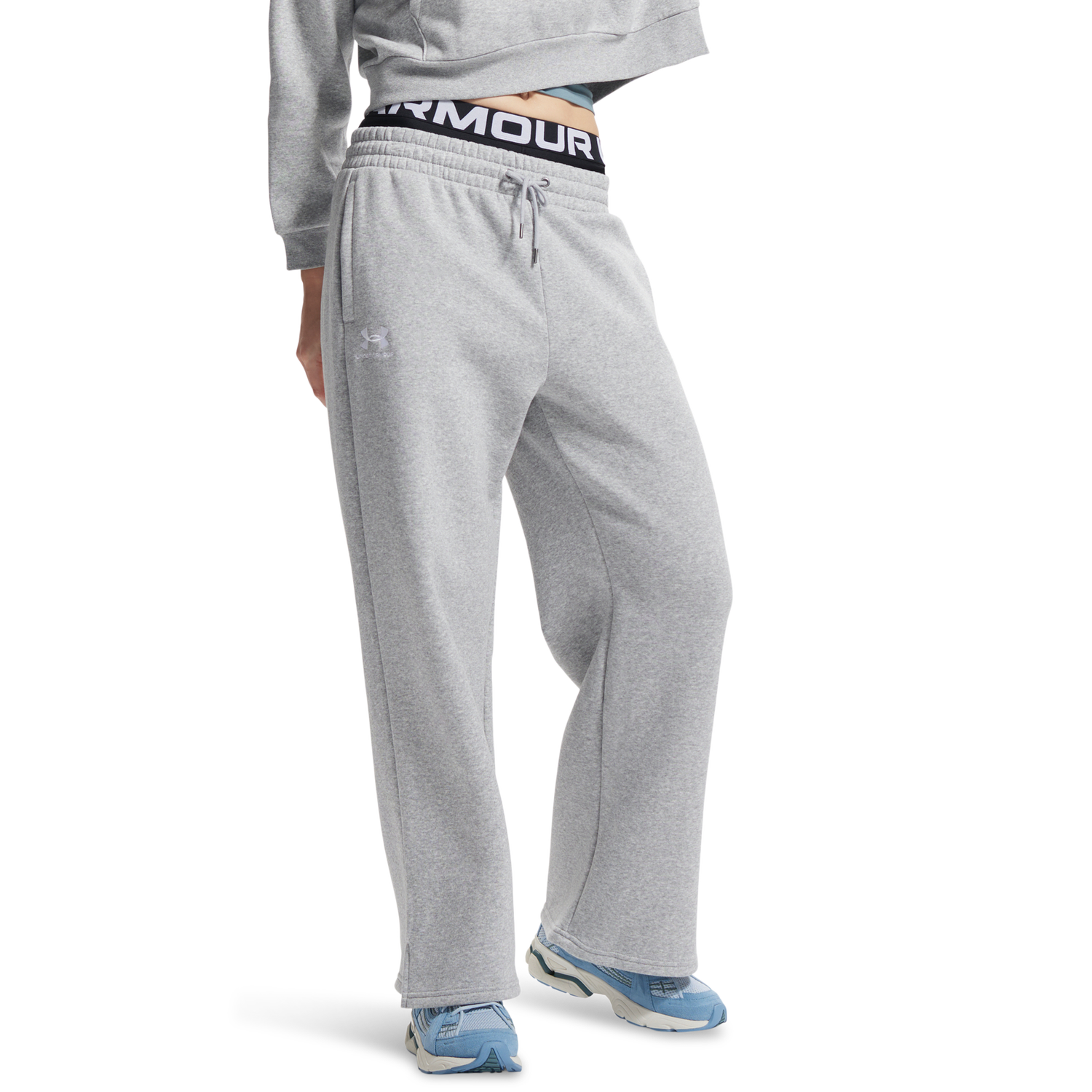 Under Armour Icon Fleece Wide Leg Pants - Women's - White/Mod Gray