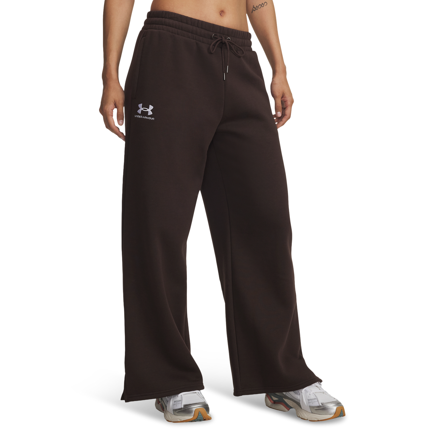 Under Armour Icon Fleece Wide Leg Pants - Women's - Kona Brown/White