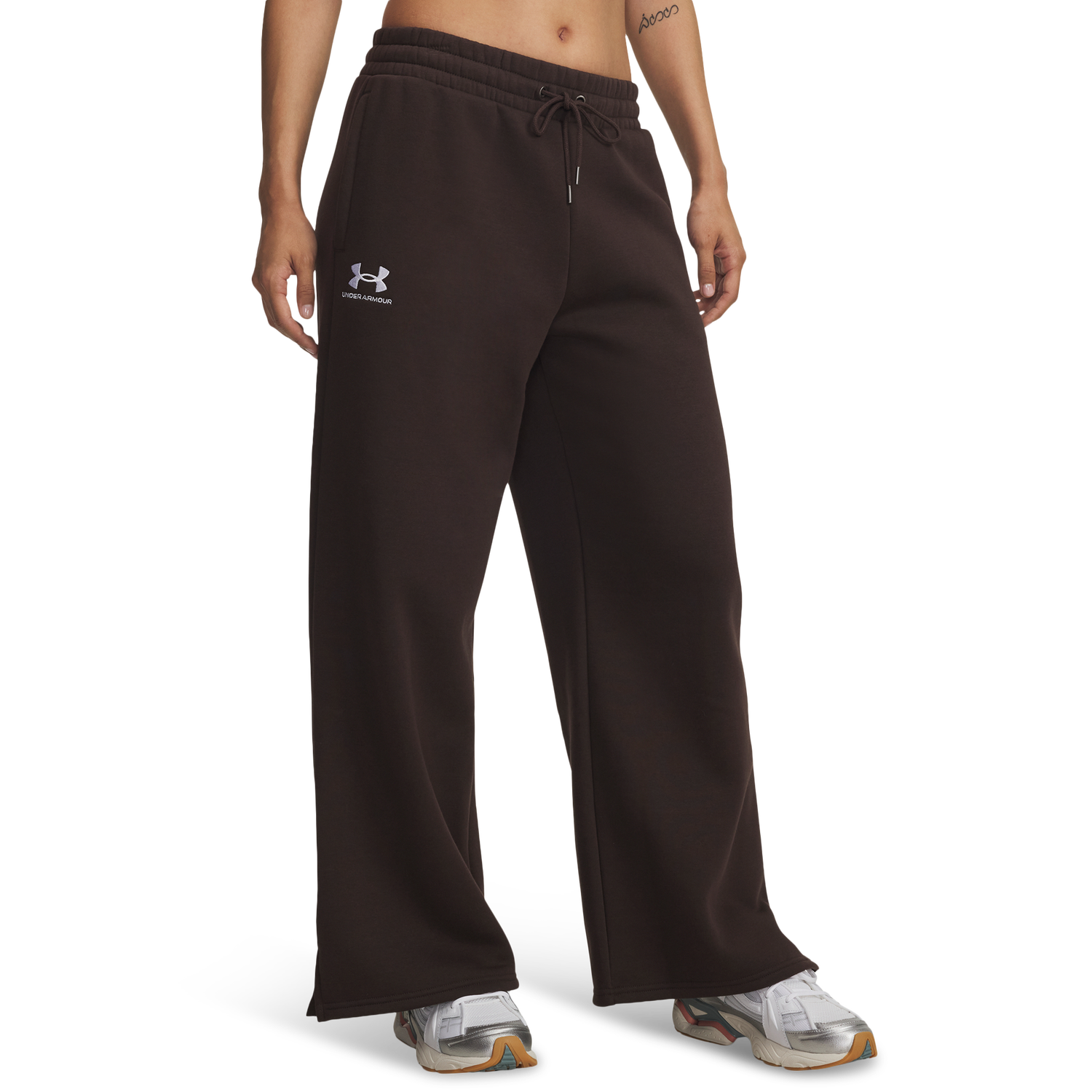 Under Armour Icon Fleece Wide Leg Pants - Women's - Kona Brown/White