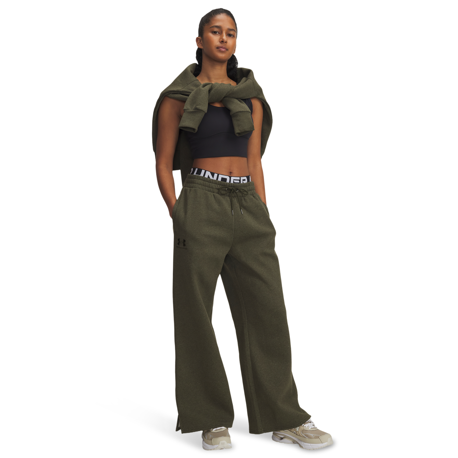 Under Armour Icon Fleece Wide Leg Pants - Women's - Expedition Green/Expedition Green