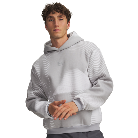 Under Armour Icon Print Fleece Hoodie - Men's - Gray/White/Reflective