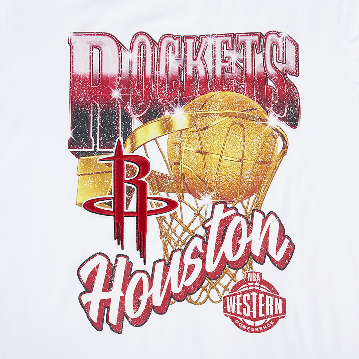 Pro Standard Rockets Gold Hoops Short Sleeve Flex T-Shirt - Men's - Multi/White