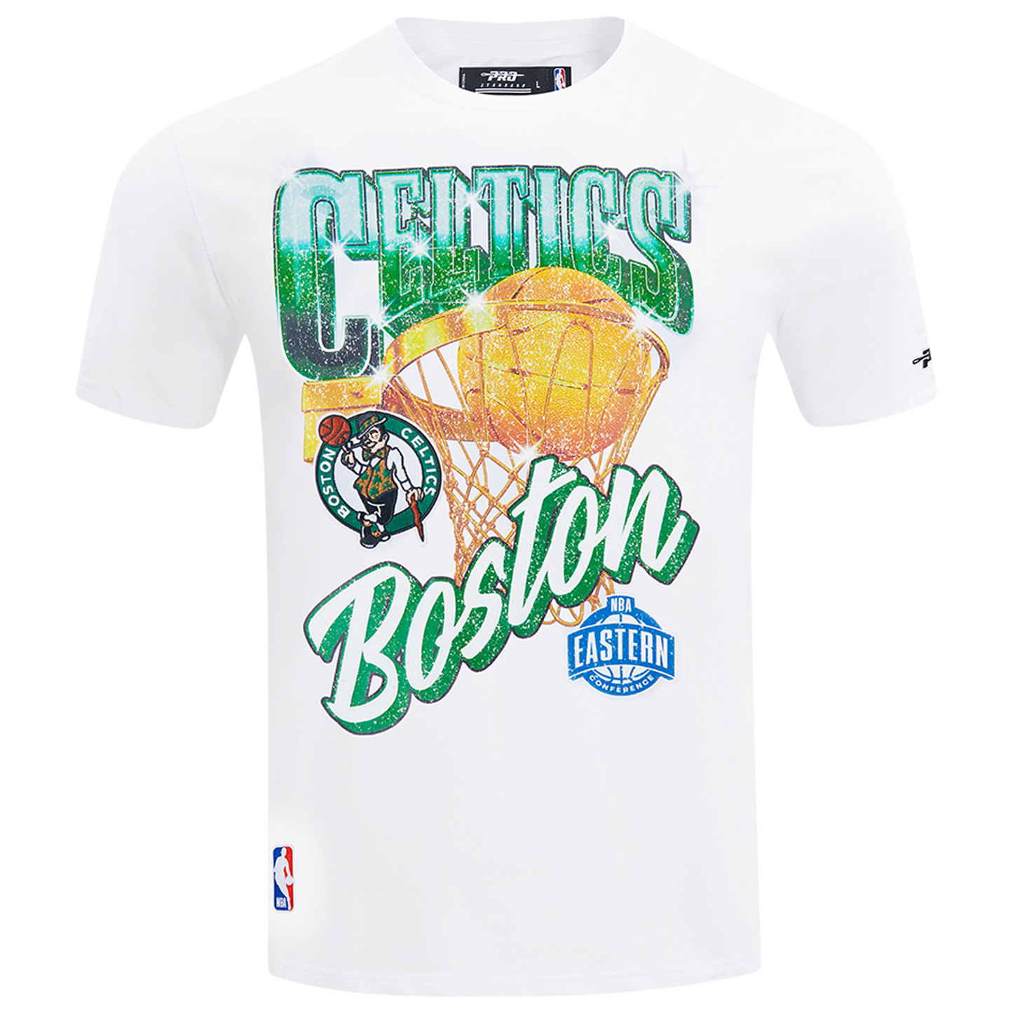 Pro Standard Celtics Gold Hoops Short Sleeve Flex T-Shirt - Men's - White/Multi