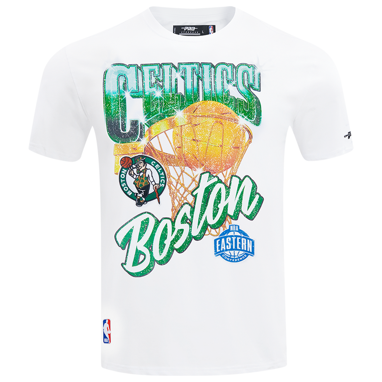 Pro Standard Celtics Gold Hoops Short Sleeve Flex T-Shirt - Men's - White/Multi