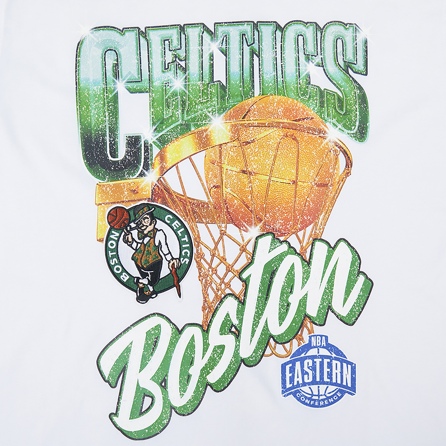 Pro Standard Celtics Gold Hoops Short Sleeve Flex T-Shirt - Men's - White/Multi