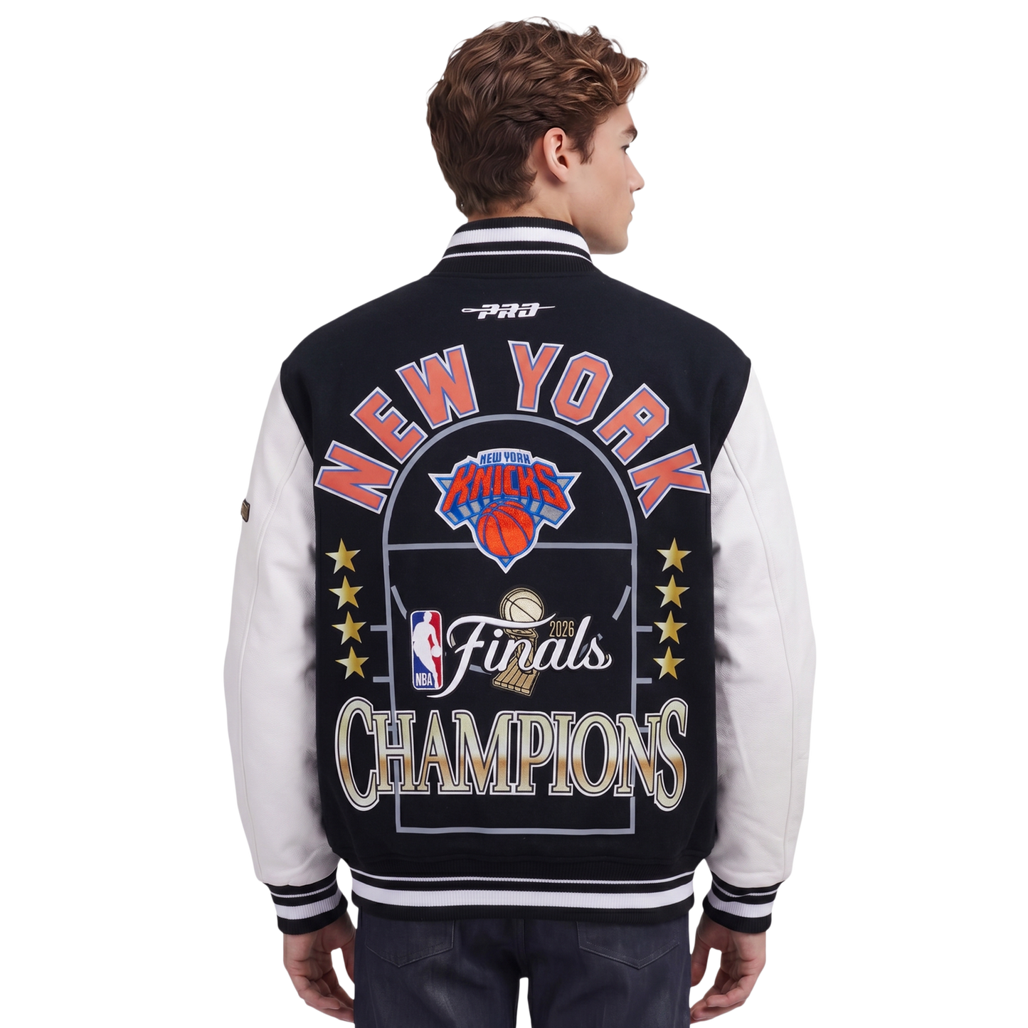 Pro Standard Knicks NBA Finals 2026 Rib Wool Varsity Jacket - Men's - Black