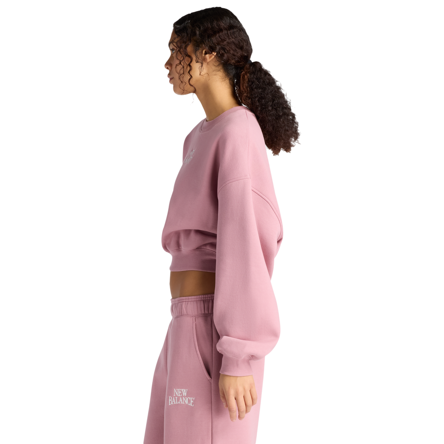 New Balance Linear Heritage Fleece Crew - Women's - Rosewood/Rosewood