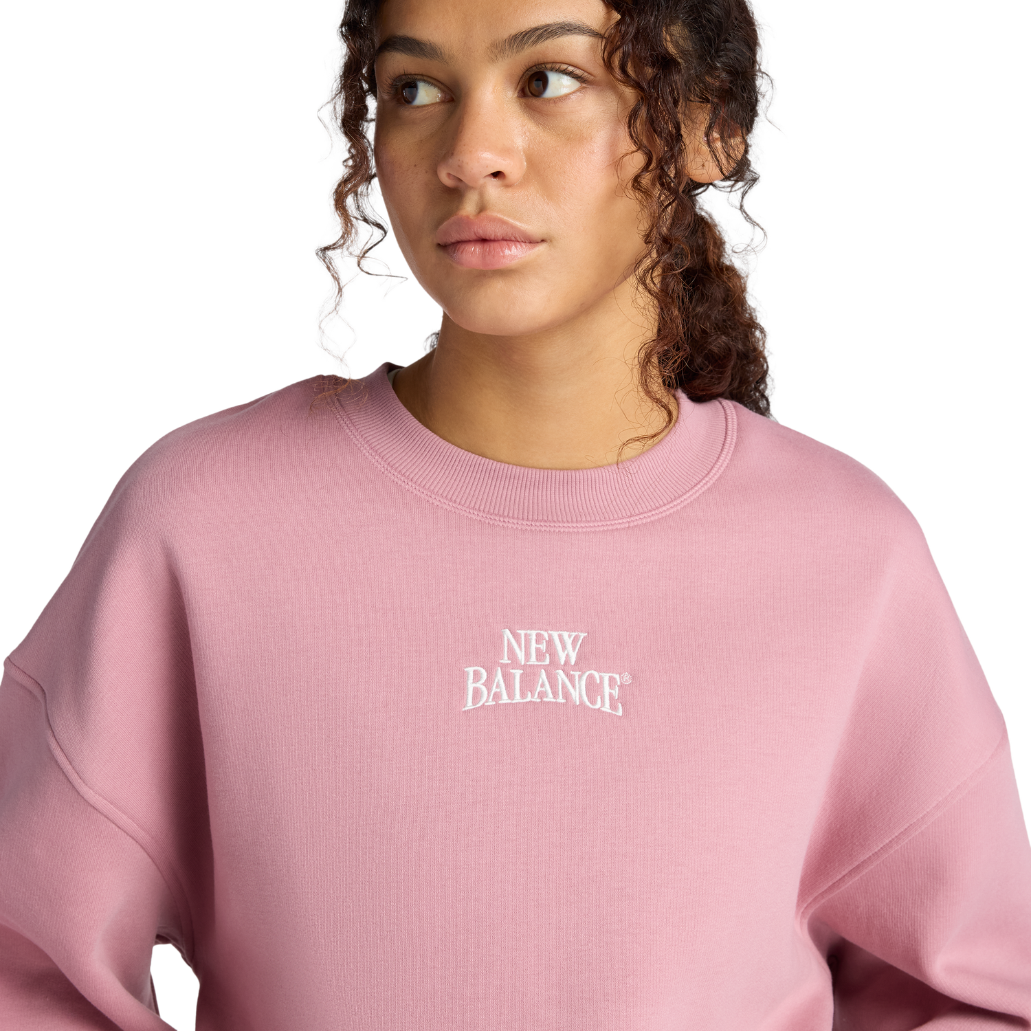 New Balance Linear Heritage Fleece Crew - Women's - Rosewood/Rosewood