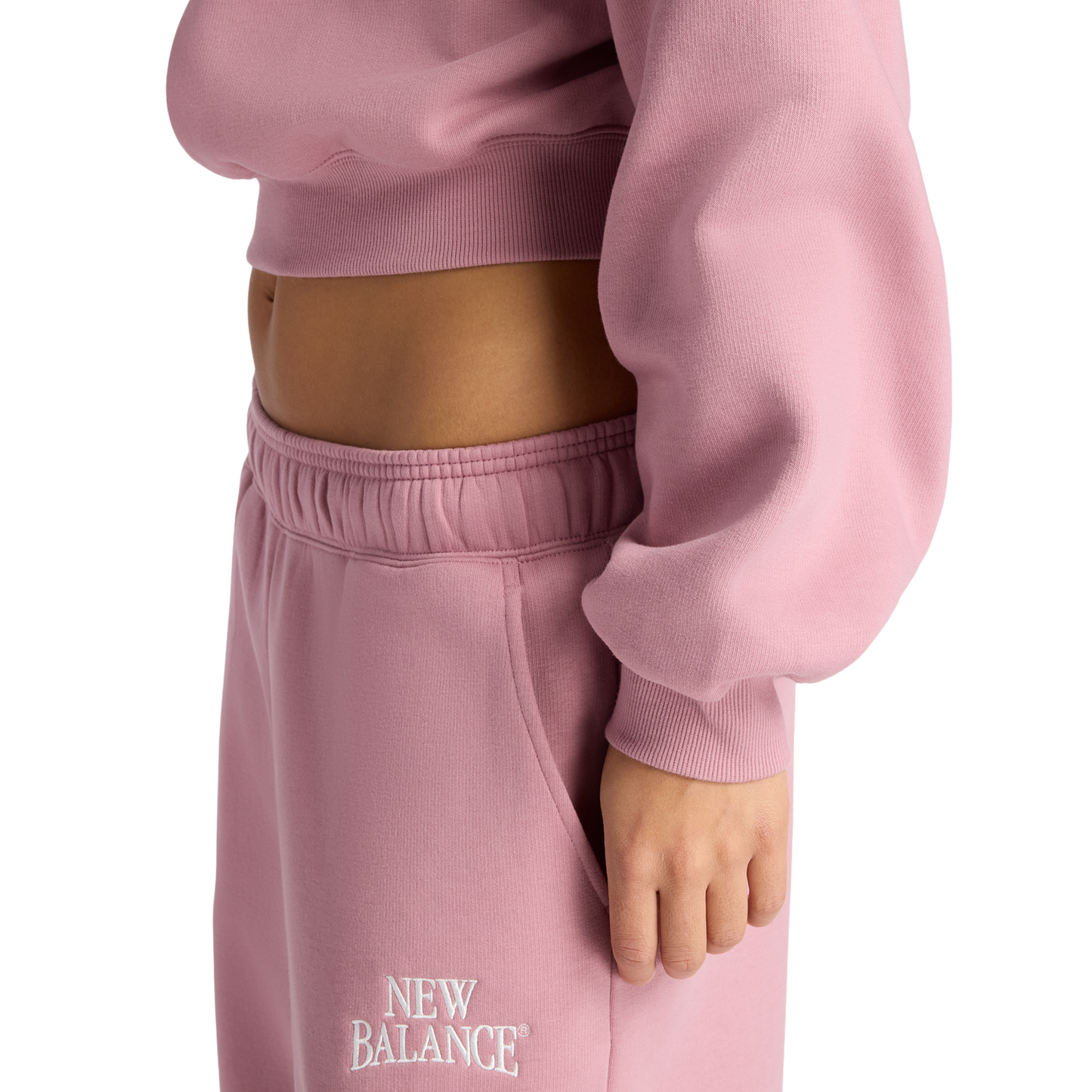 New Balance Linear Heritage Fleece Crew - Women's - Rosewood/Rosewood