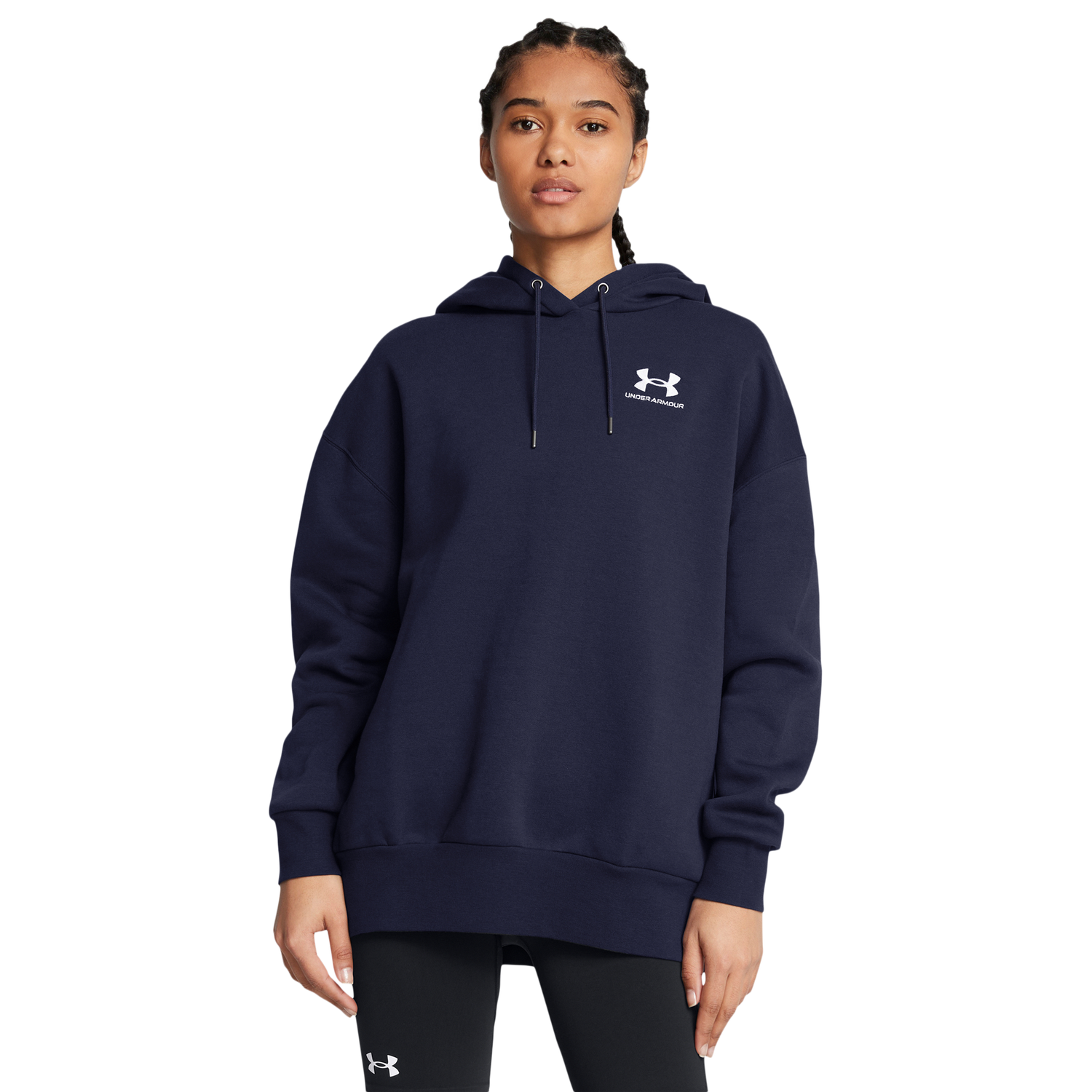 Under Armour Icon Fleece Oversized Hoodie - Women's - Midnight Navy/White