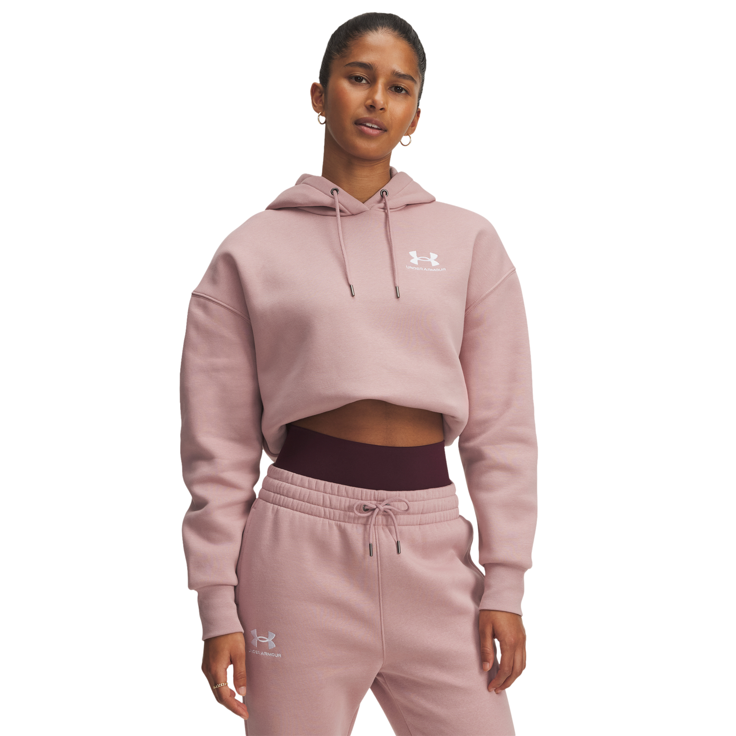 Under Armour Icon Fleece Oversized Hoodie - Women's - Tourmaline Pink/White