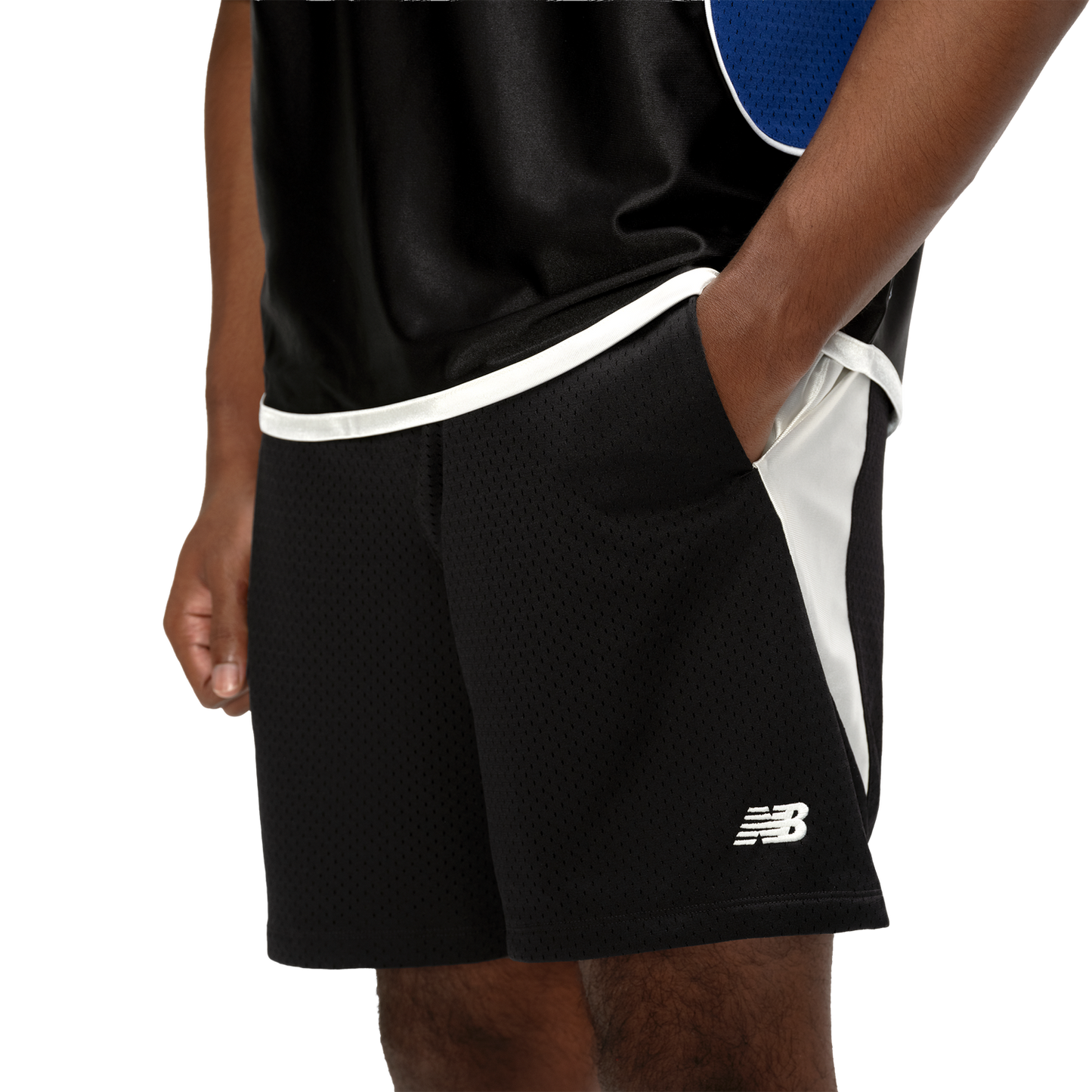 New Balance Basketball 7" Mesh Shorts - Men's - White/Black