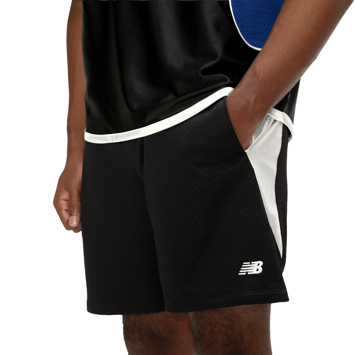 New Balance Basketball 7" Mesh Shorts - Men's - White/Black