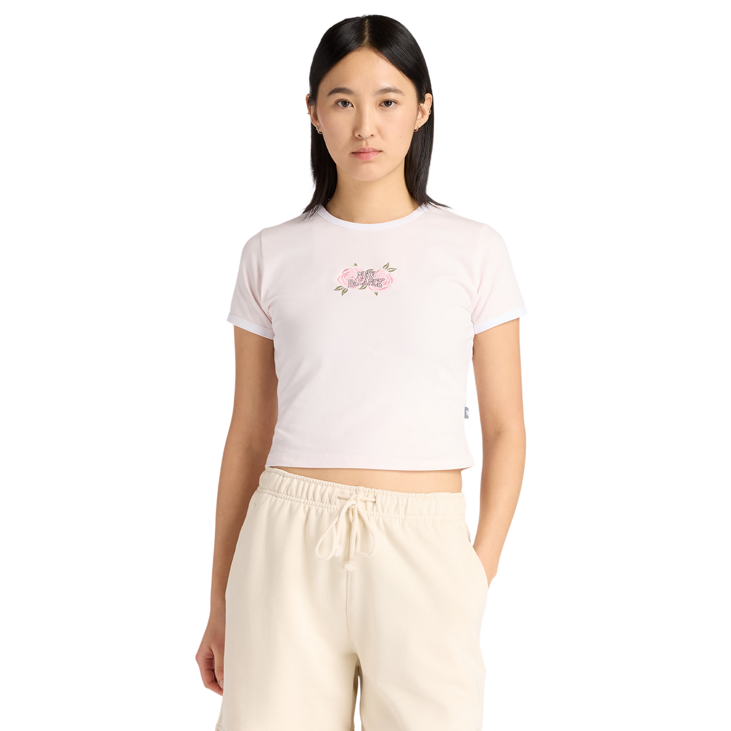 New Balance Linear Rose Baby Doll T-Shirt - Women's - Pink Salt/Pink Salt